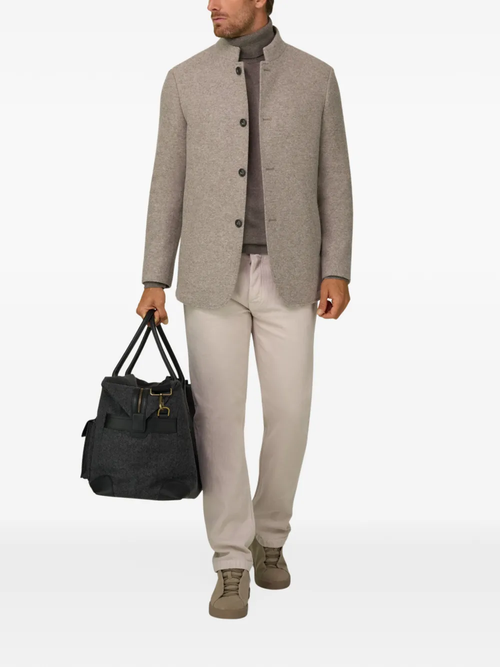 Boggi Milano Caban jas van gemêleerde kasjmier-wolblend Beige