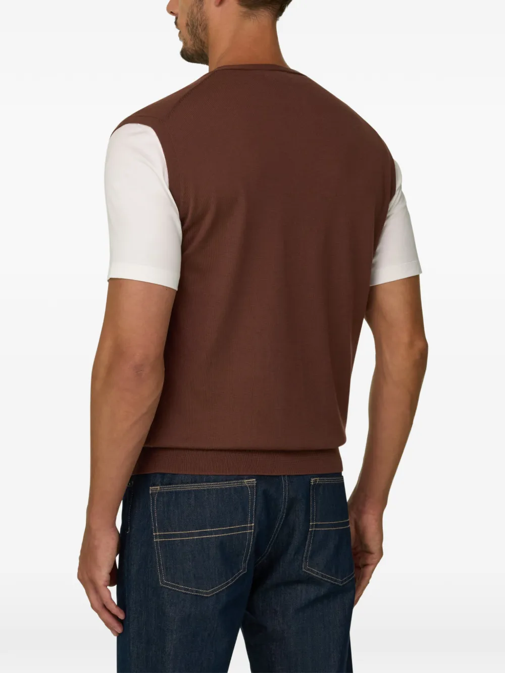 Boggi Milano waistcoat in extrafine merino wool Bruin