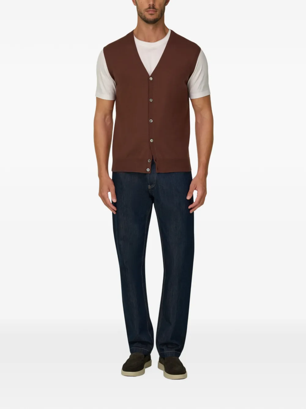Boggi Milano waistcoat in extrafine merino wool Bruin