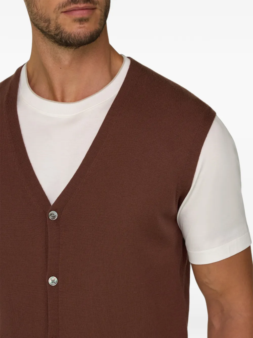 Boggi Milano waistcoat in extrafine merino wool Bruin