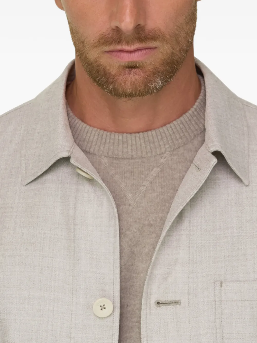 Boggi Milano shacket in mélange wool Beige