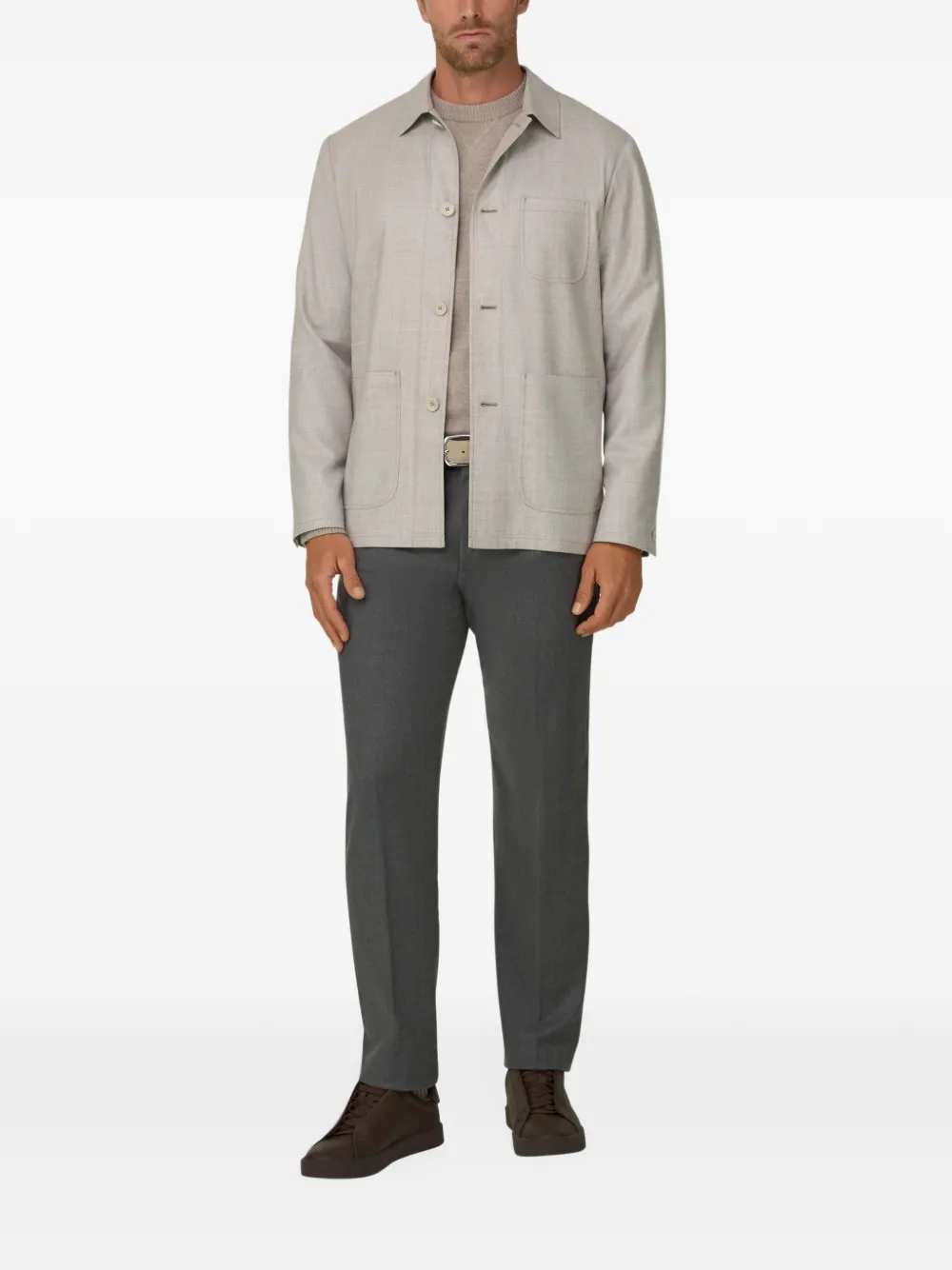 Boggi Milano shacket in mélange wool Beige