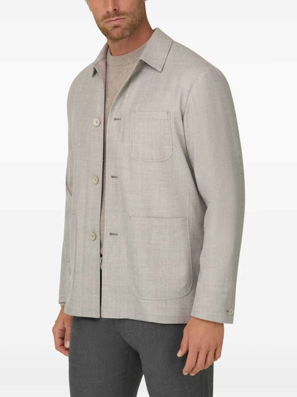 Boggi Milano shacket in mélange wool Beige