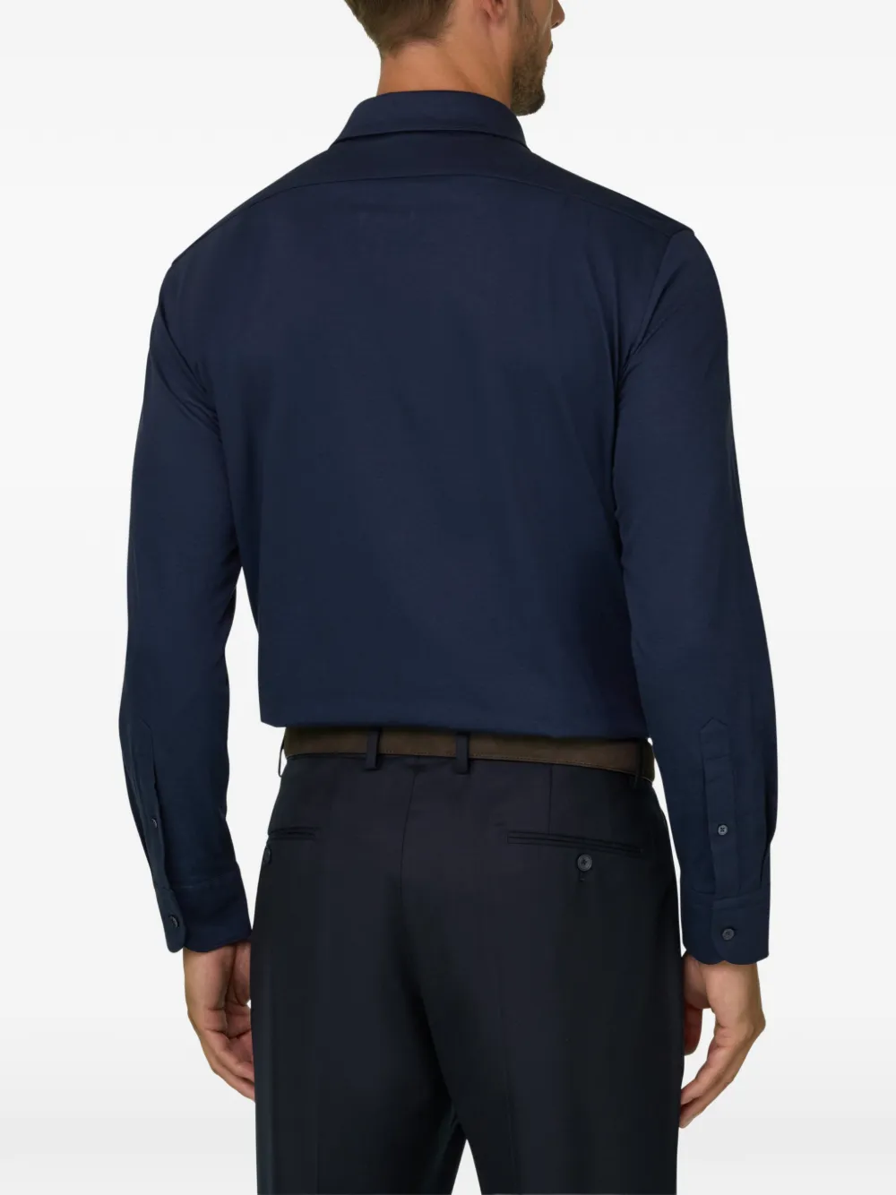 Boggi Milano Poloshirt van katoenen twill wolblend Blauw