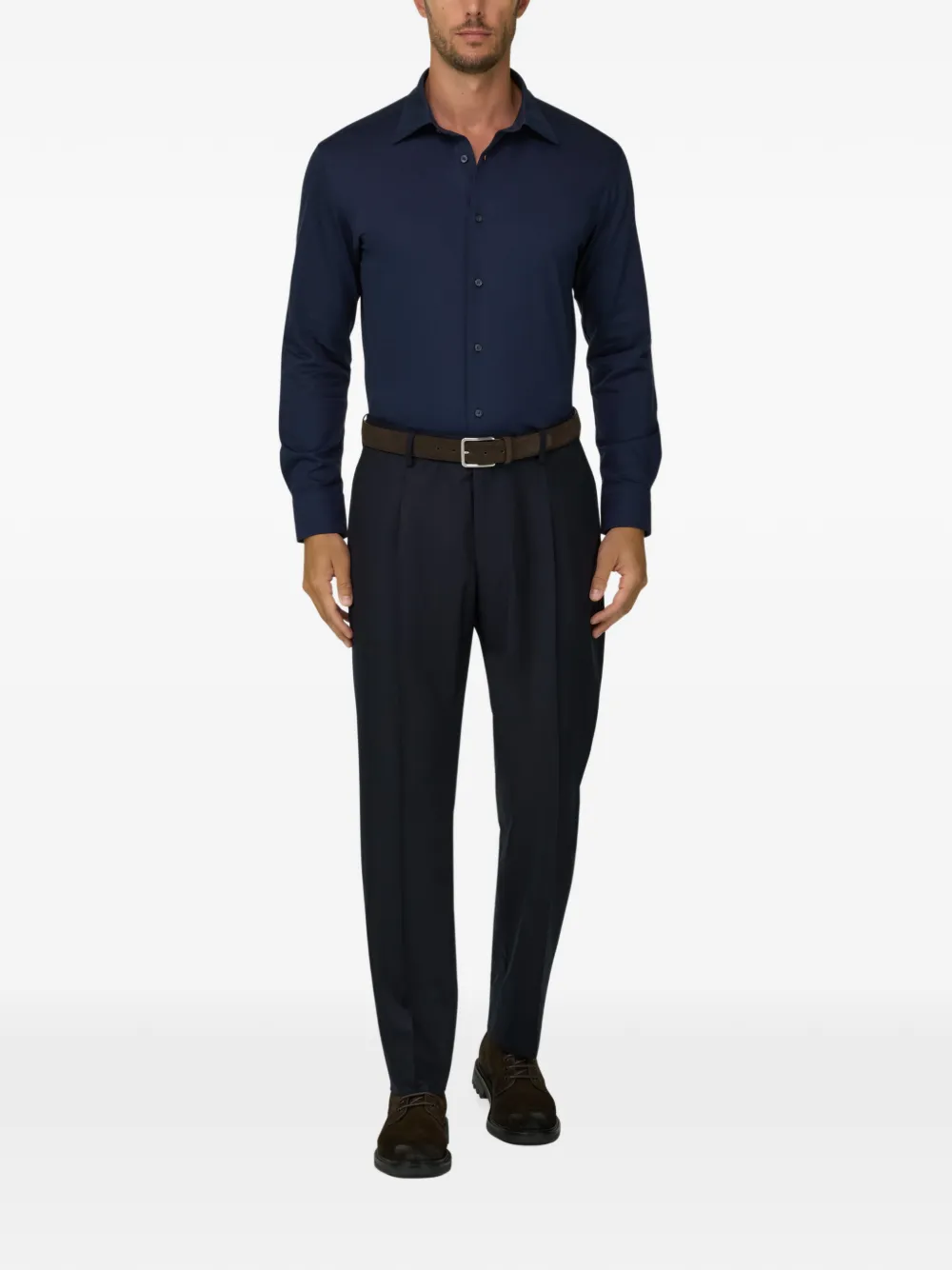 Boggi Milano Poloshirt van katoenen twill wolblend Blauw