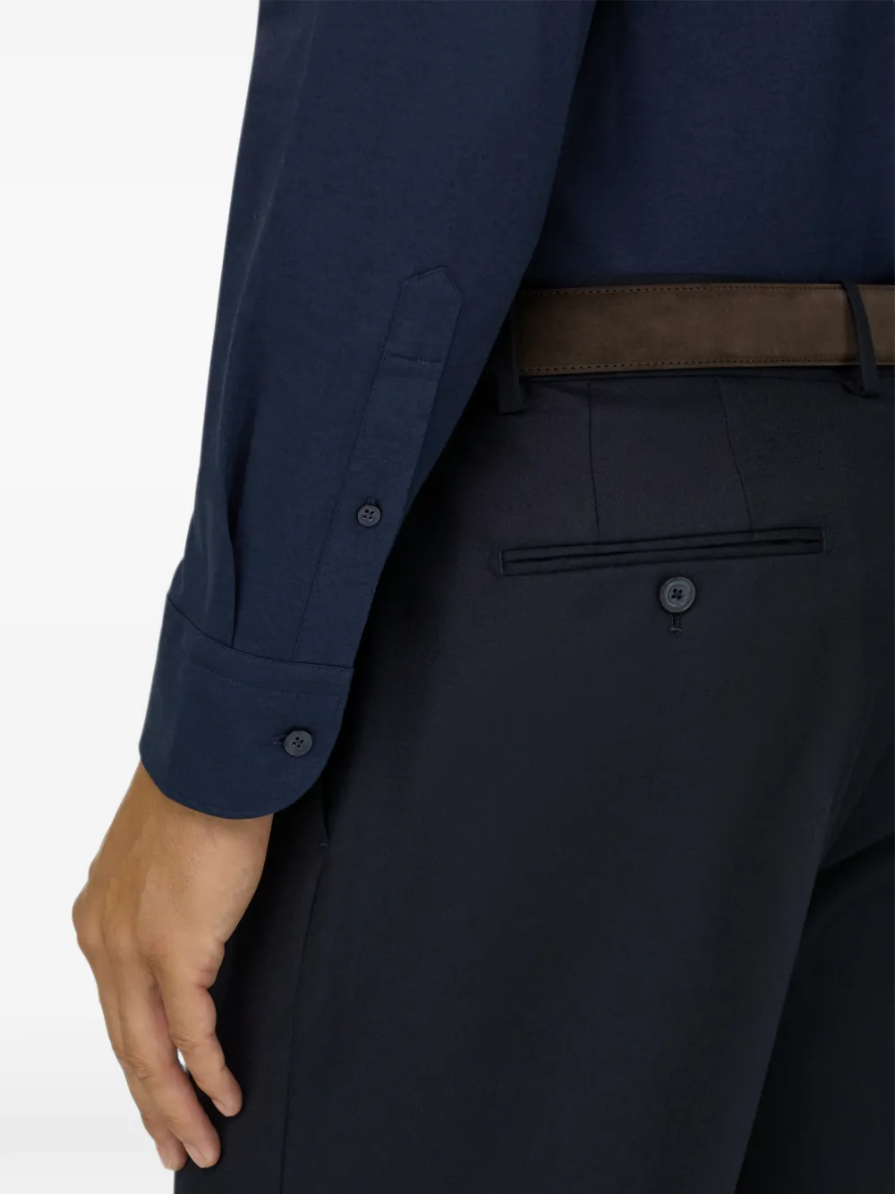Boggi Milano Poloshirt van katoenen twill wolblend Blauw