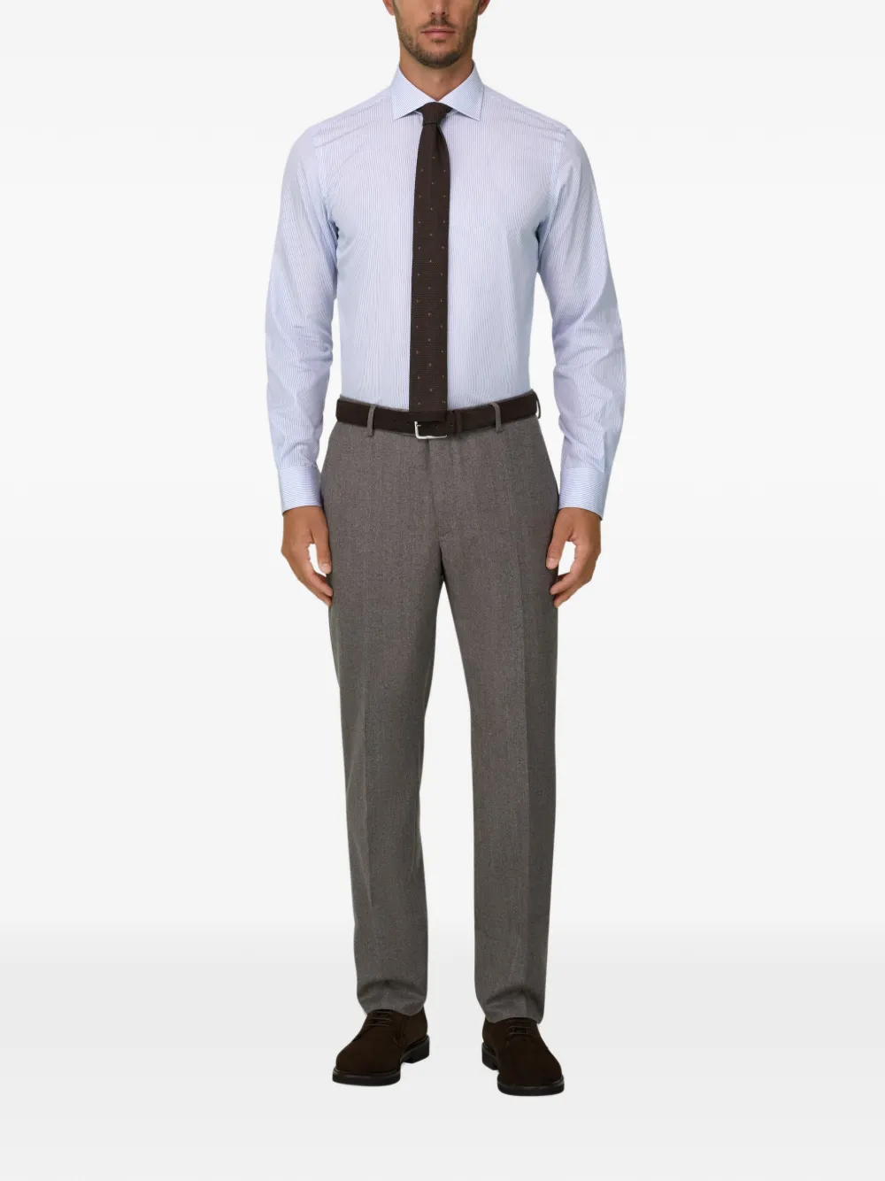 Boggi Milano Gestreept popeline overhemd met regular-fit Blauw