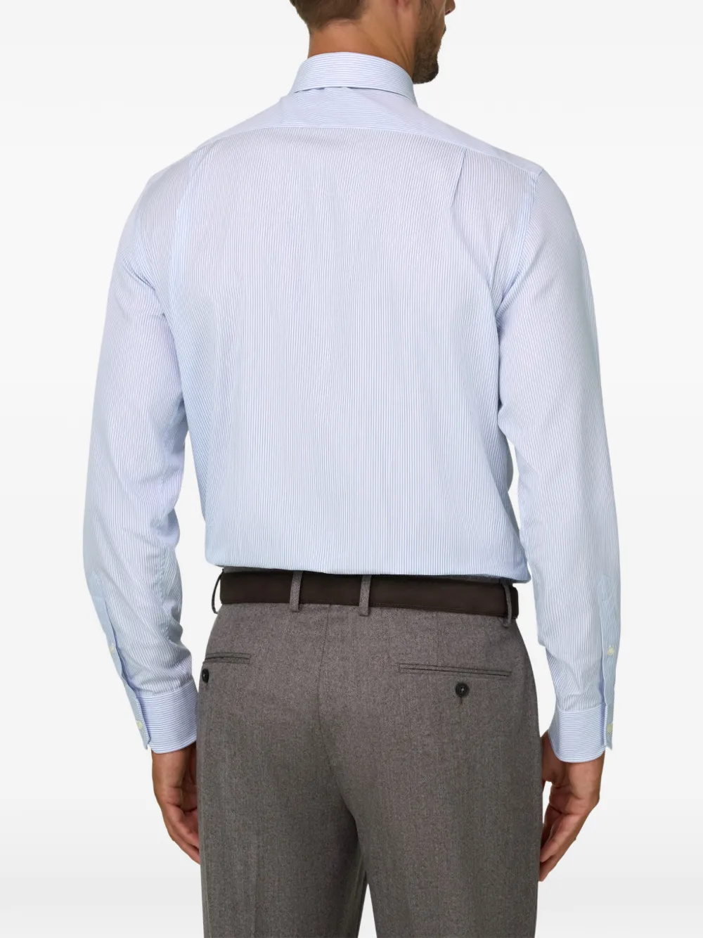Boggi Milano Gestreept popeline overhemd met regular-fit Blauw