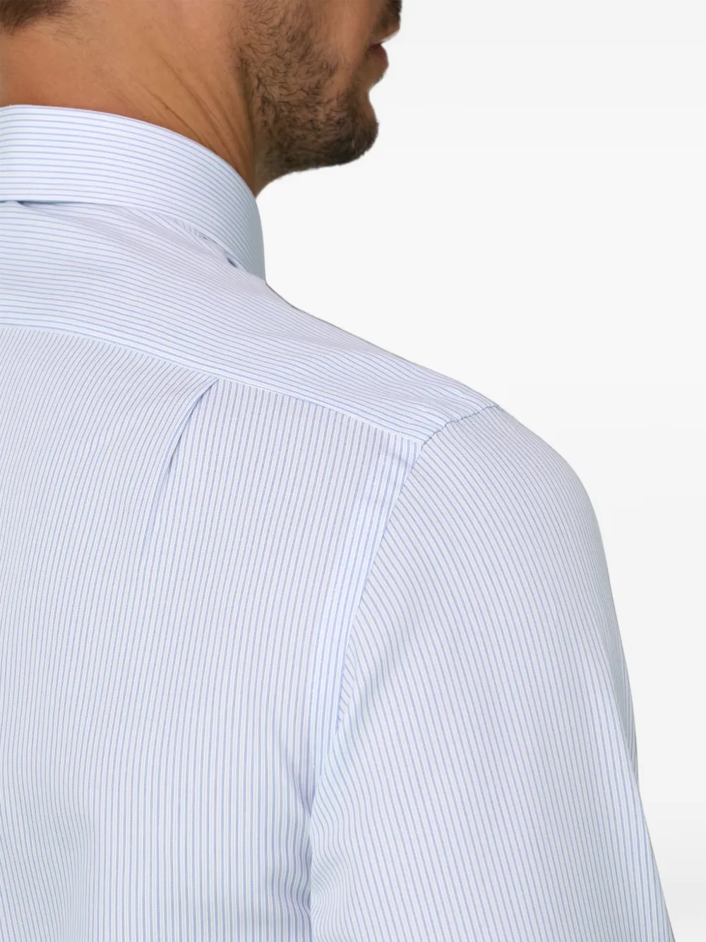 Boggi Milano Gestreept popeline overhemd met regular-fit Blauw
