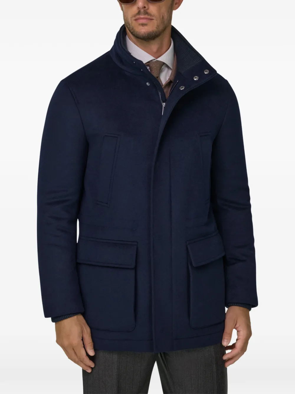 Boggi Milano Gewatteerde carcoat van wol-kasjmier Blauw