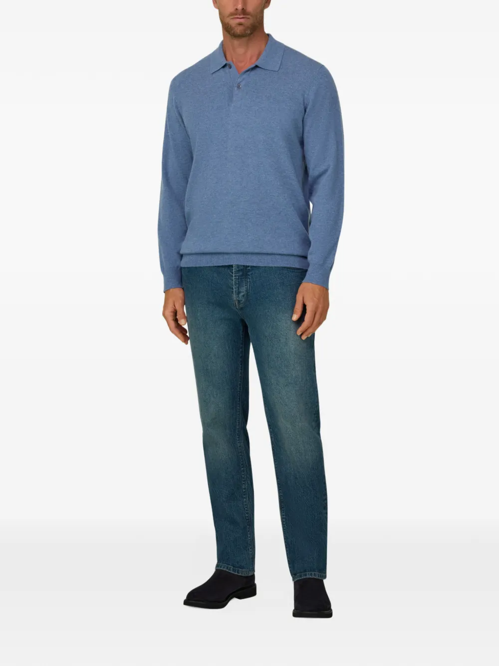 Boggi Milano Gebreid poloshirt van kasjmier-wol Blauw