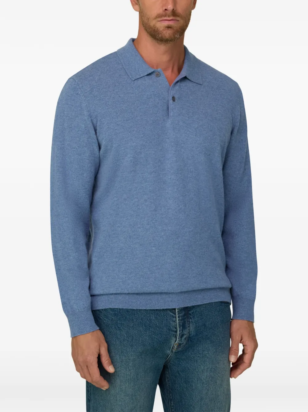 Boggi Milano Gebreid poloshirt van kasjmier-wol Blauw