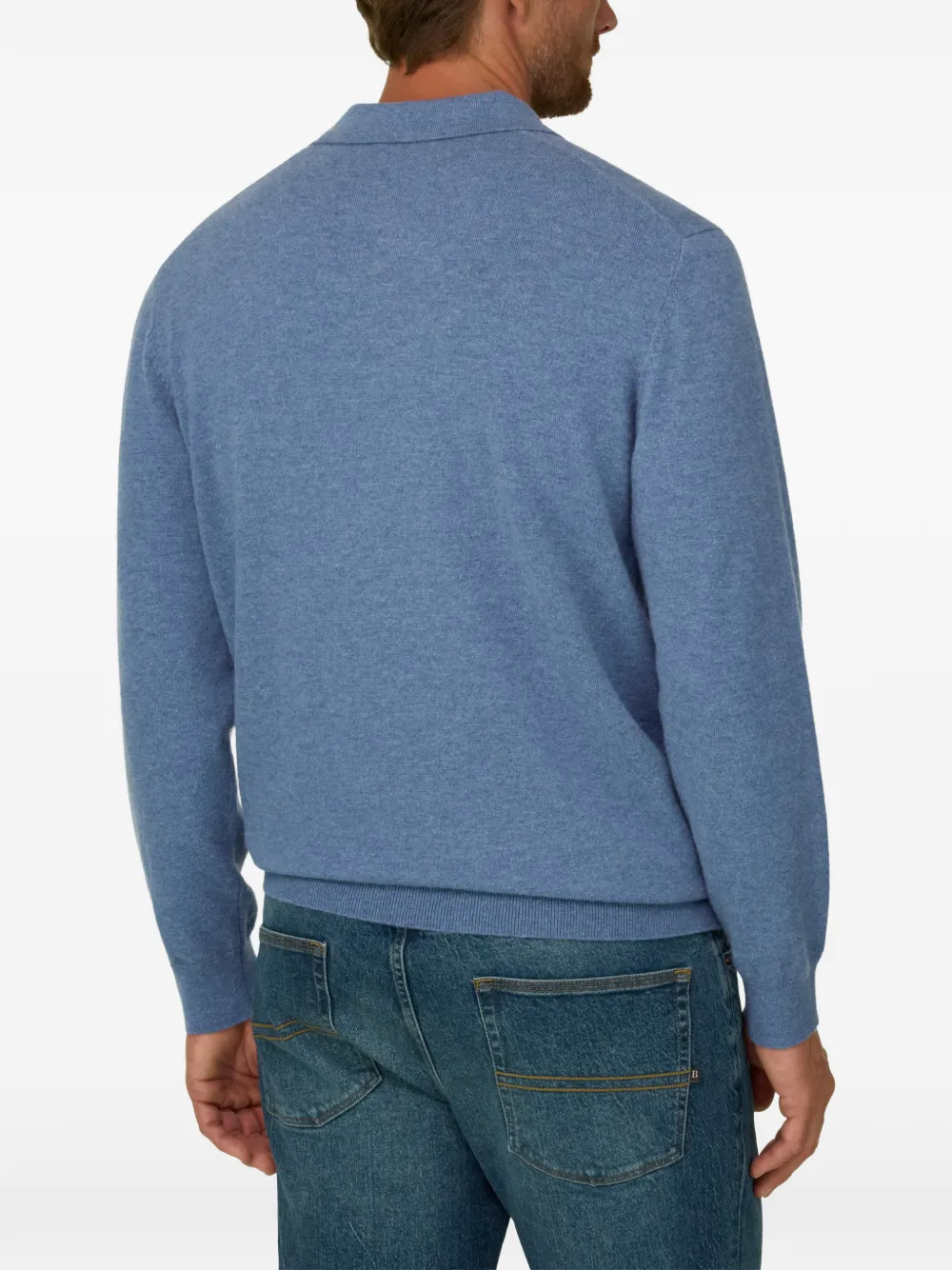 Boggi Milano Gebreid poloshirt van kasjmier-wol Blauw