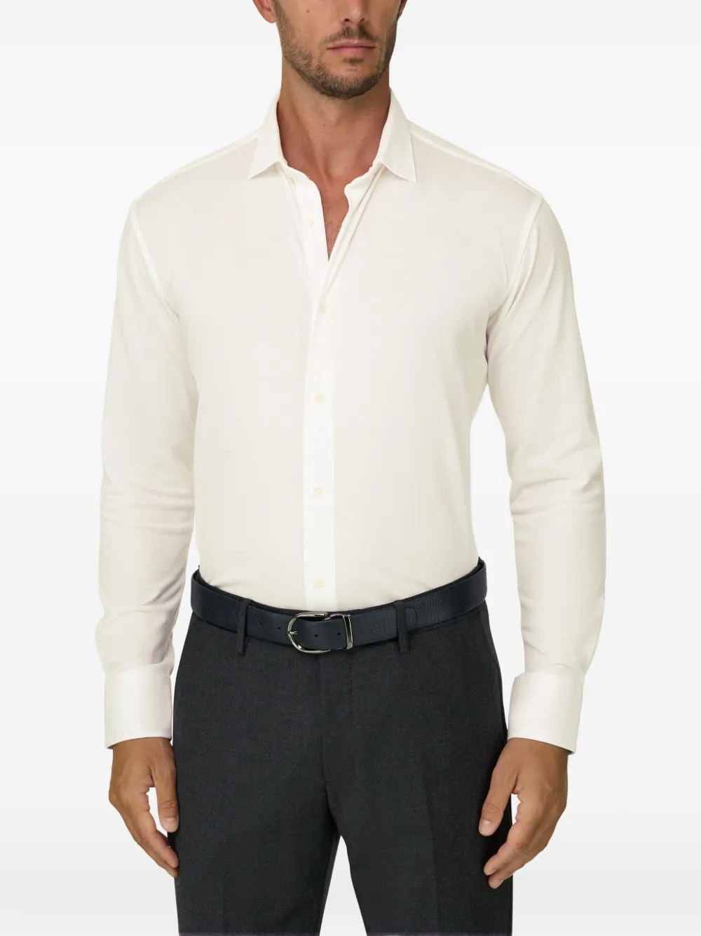 Boggi Milano Mouliné poloshirt van regular-fit katoen Wit