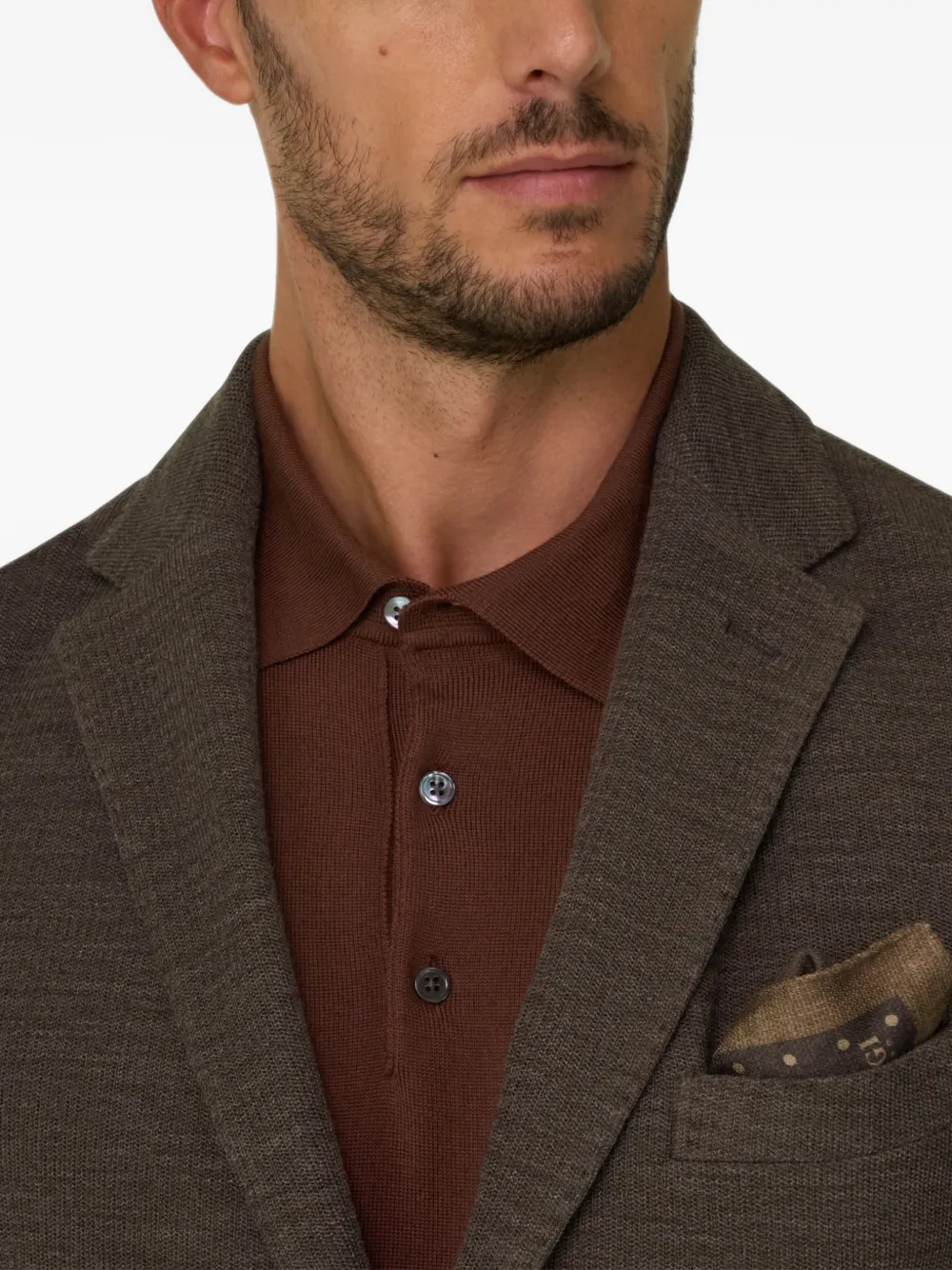 Boggi Milano blazer micro structured wool Bruin
