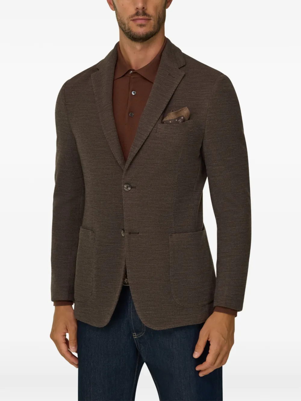 Boggi Milano blazer micro structured wool Bruin