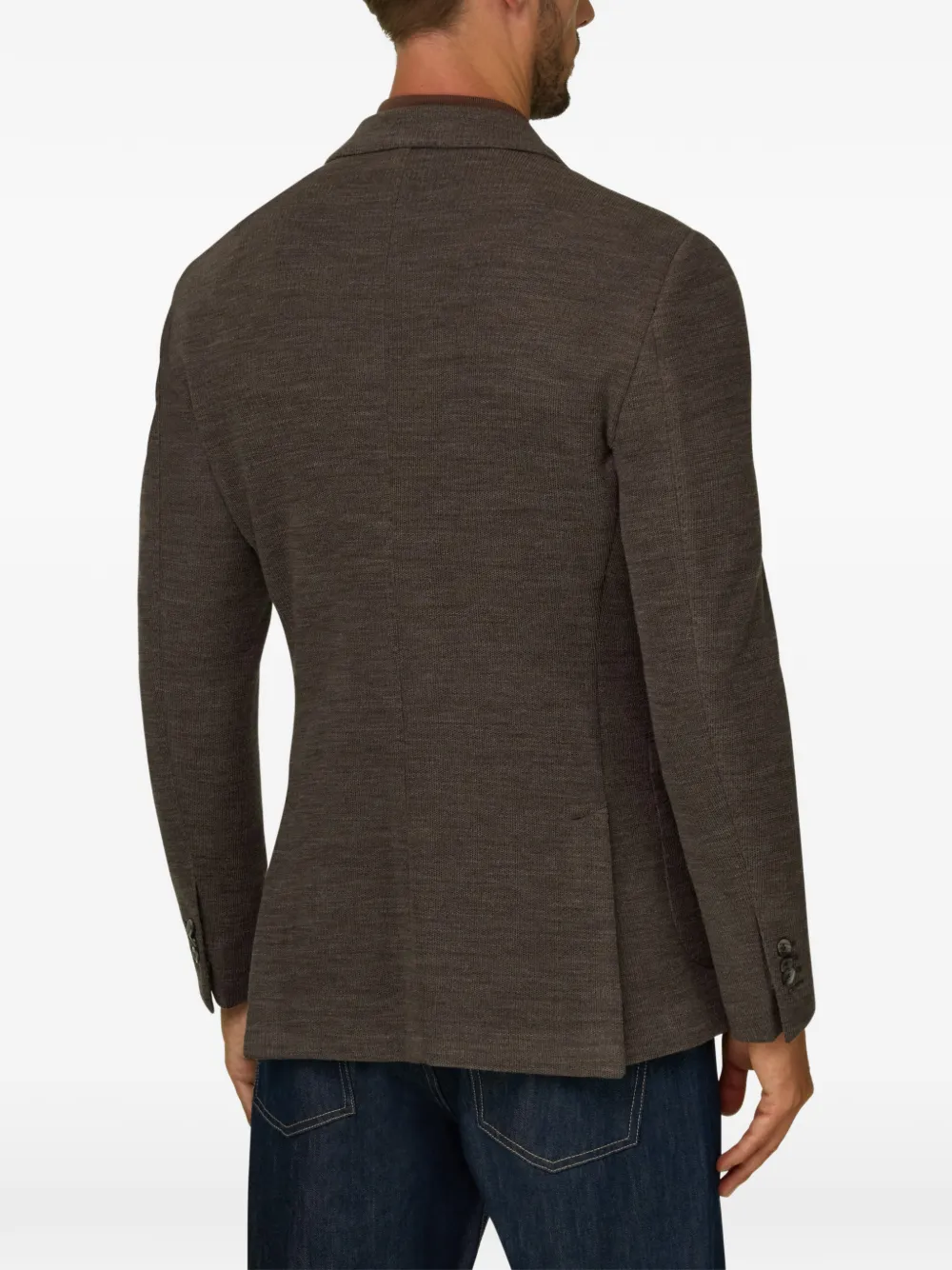 Boggi Milano blazer micro structured wool Bruin