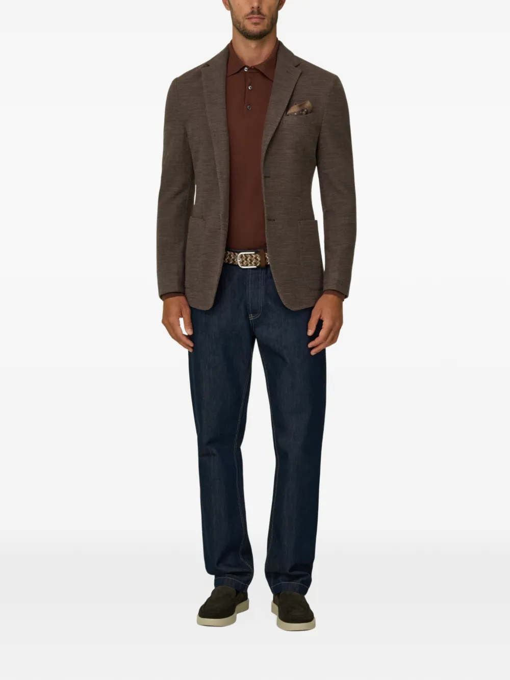 Boggi Milano blazer micro structured wool Bruin