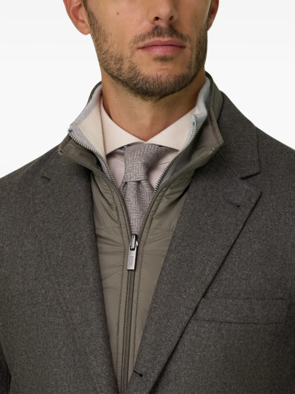 Boggi Milano Twist blazer in wool flannel Bruin