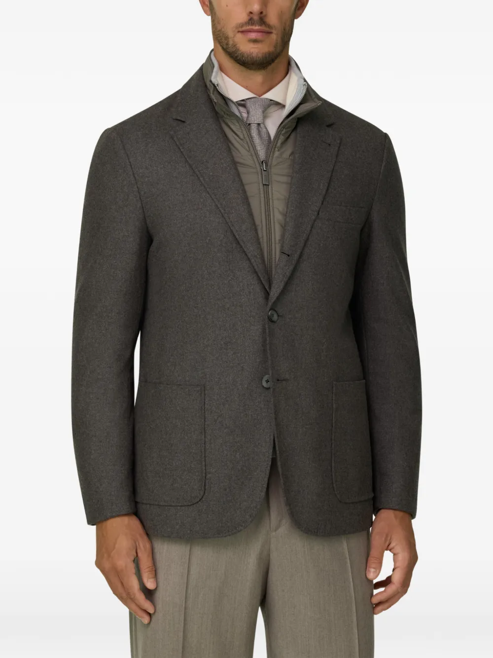 Boggi Milano Twist blazer in wool flannel Bruin