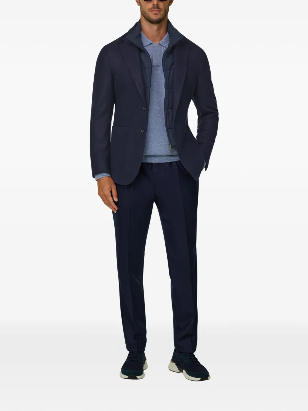 Boggi Milano blazer in wool-blend with removable bib Blauw