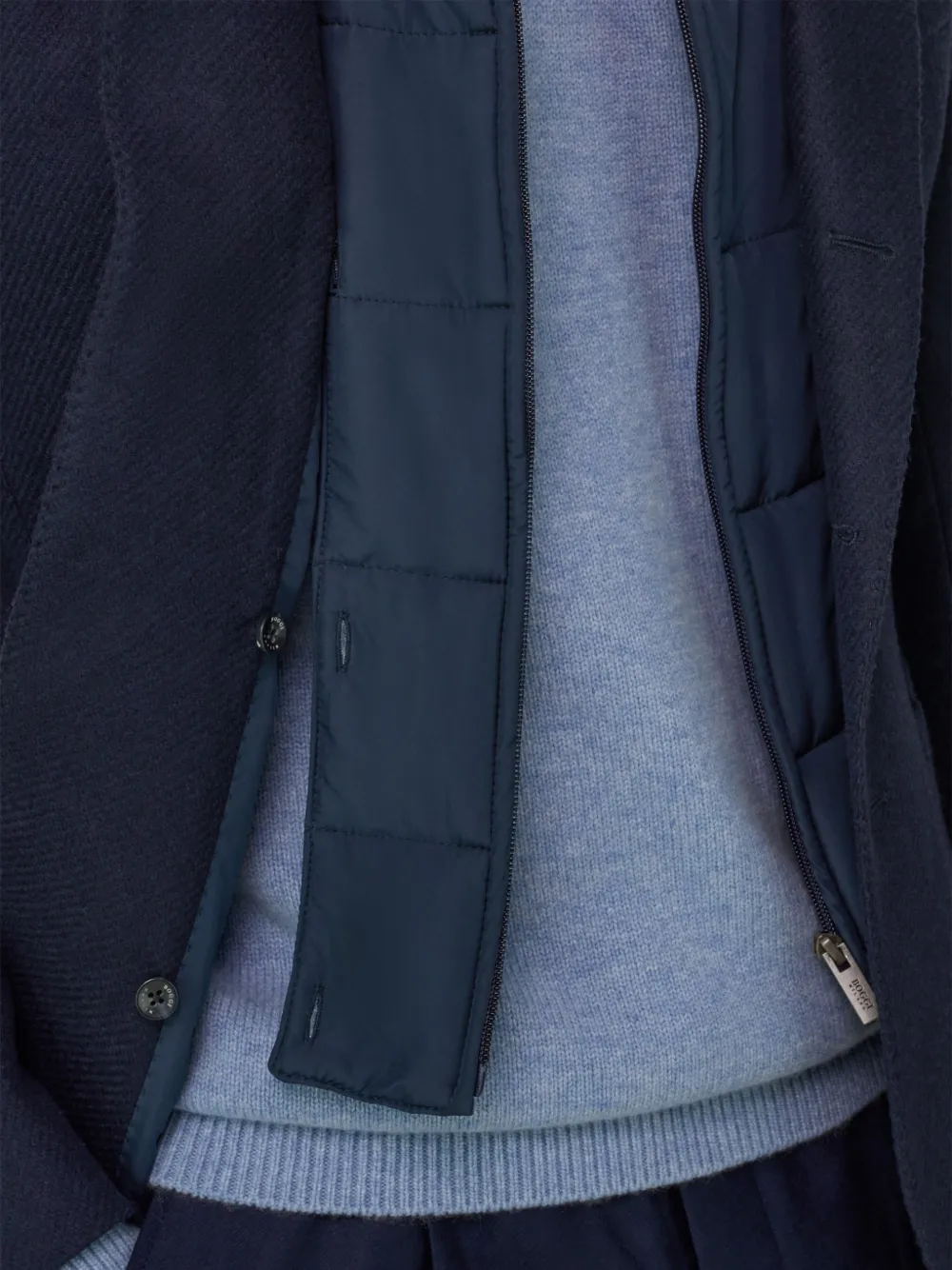 Boggi Milano blazer in wool-blend with removable bib Blauw