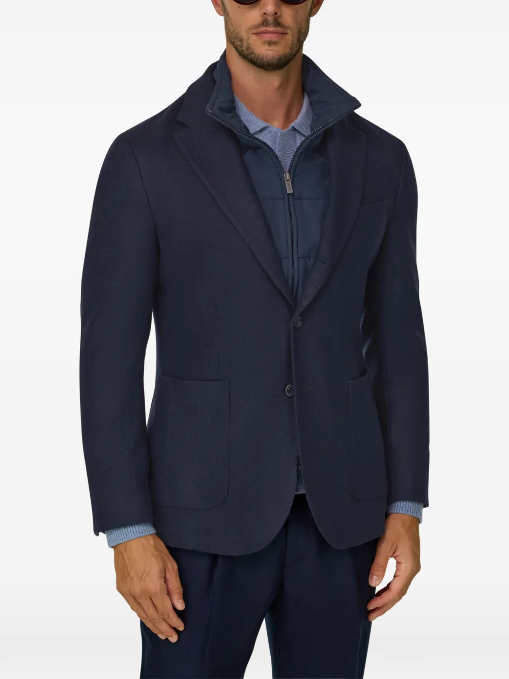 Boggi Milano blazer in wool-blend with removable bib Blauw
