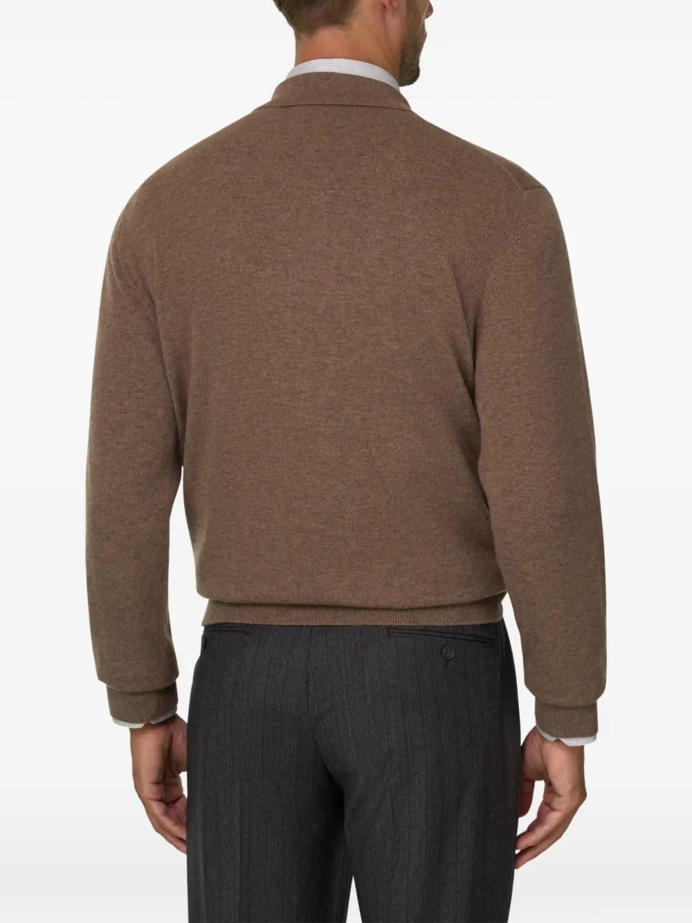 Boggi Milano Gebreid poloshirt van kasjmier-wol Bruin