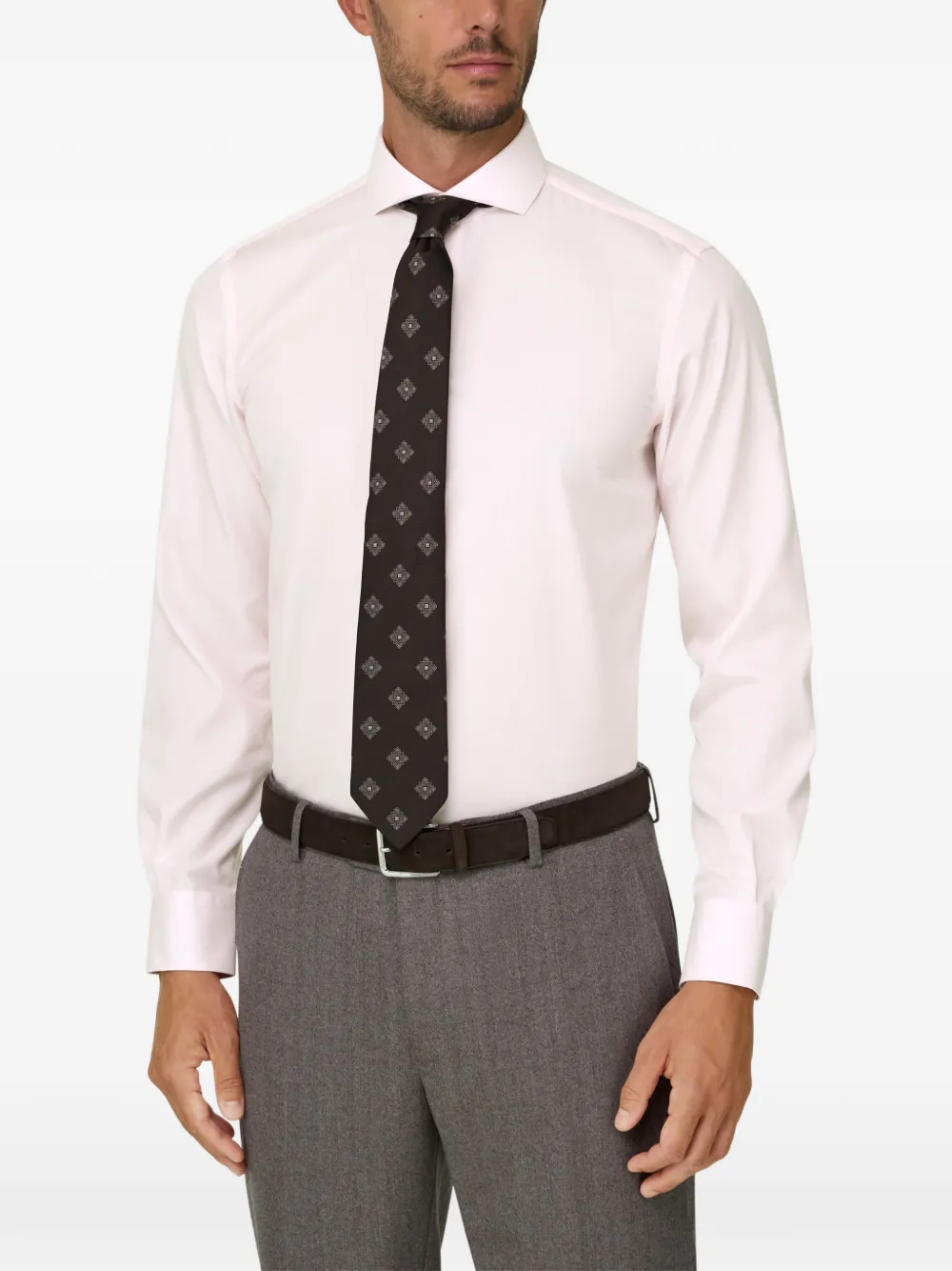 Boggi Milano Slim-fit popeline gestreept overhemd Roze