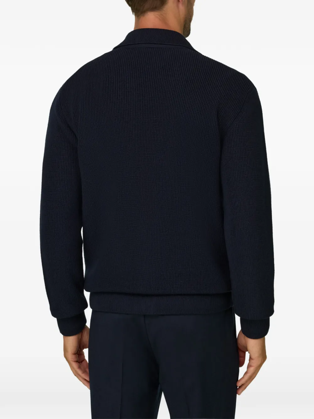 Boggi Milano cardigan in extrafine merino wool Blauw