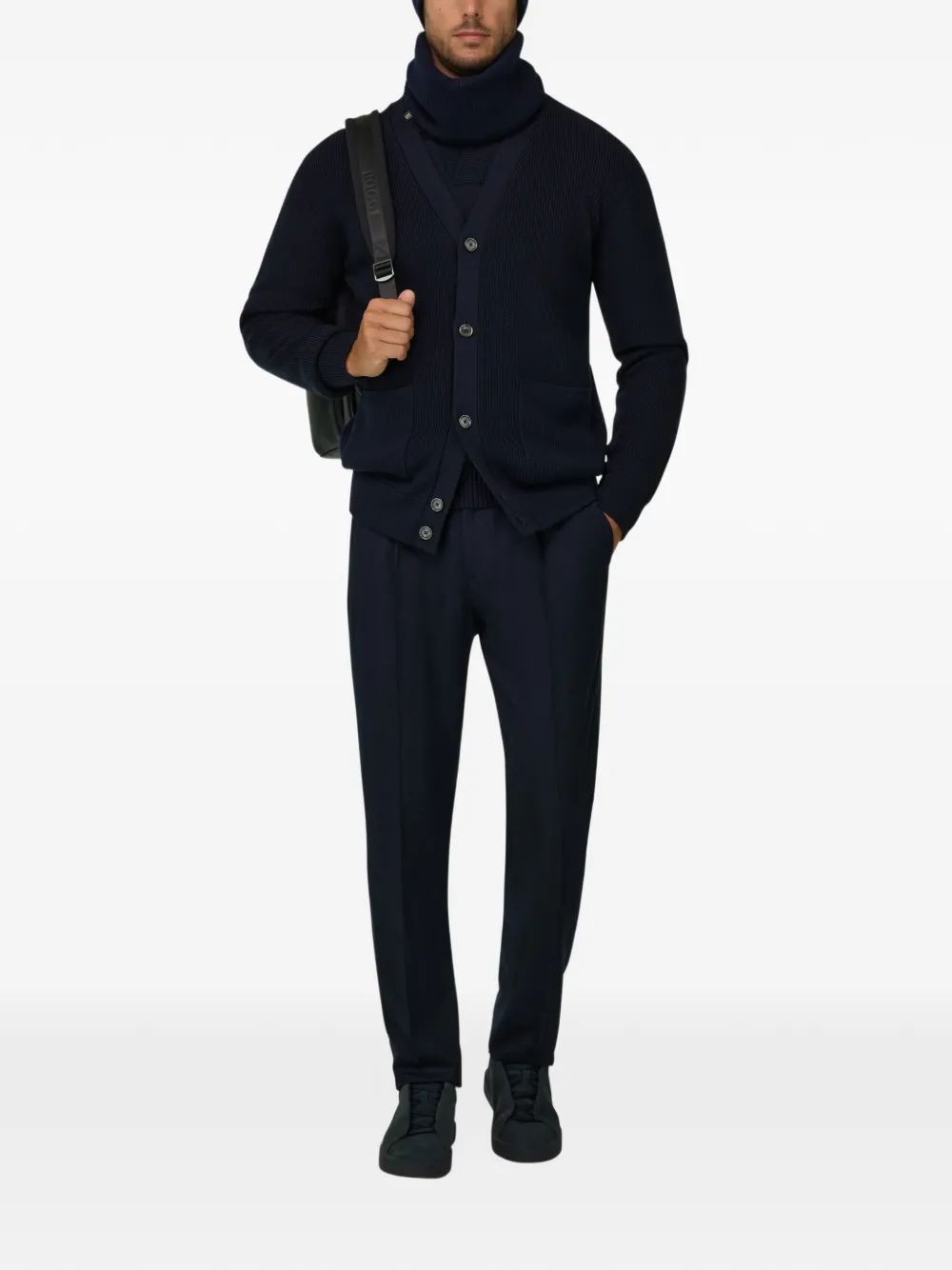 Boggi Milano cardigan in extrafine merino wool Blauw