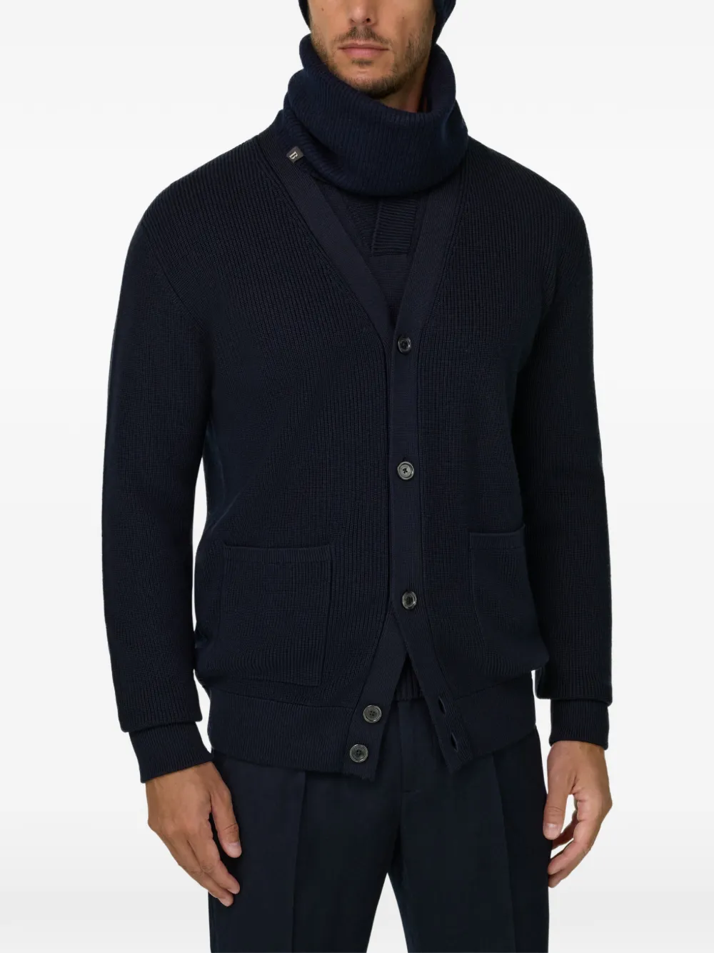 Boggi Milano cardigan in extrafine merino wool Blauw