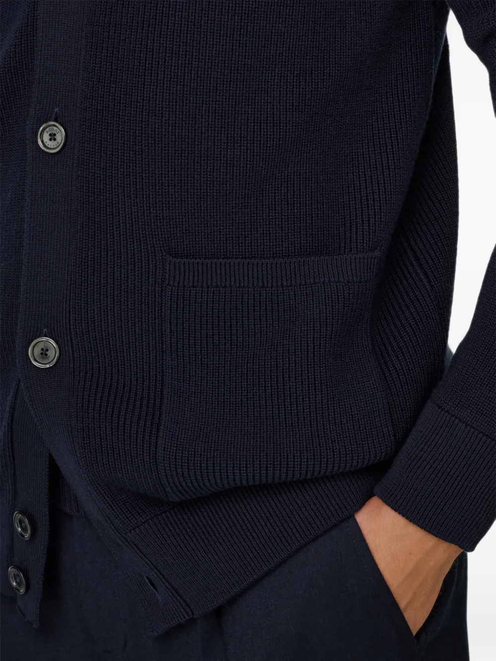 Boggi Milano cardigan in extrafine merino wool Blauw