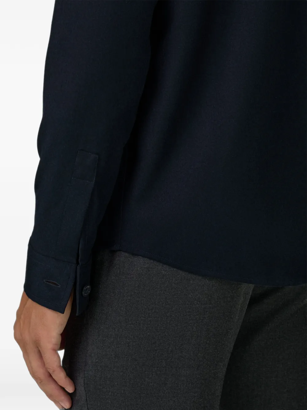 Boggi Milano Shirtjack van gemêleerd wollen flanel Blauw