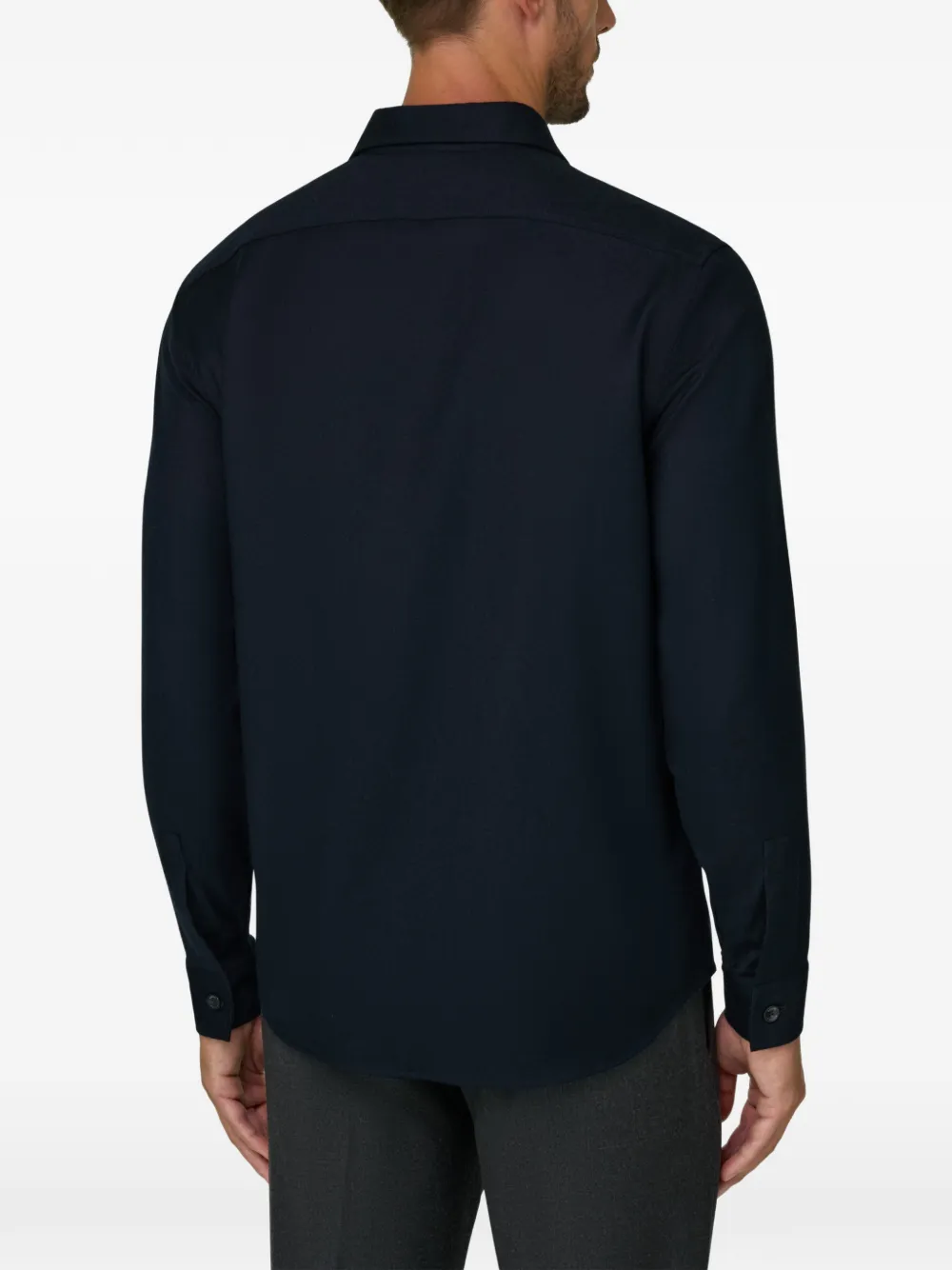 Boggi Milano Shirtjack van gemêleerd wollen flanel Blauw