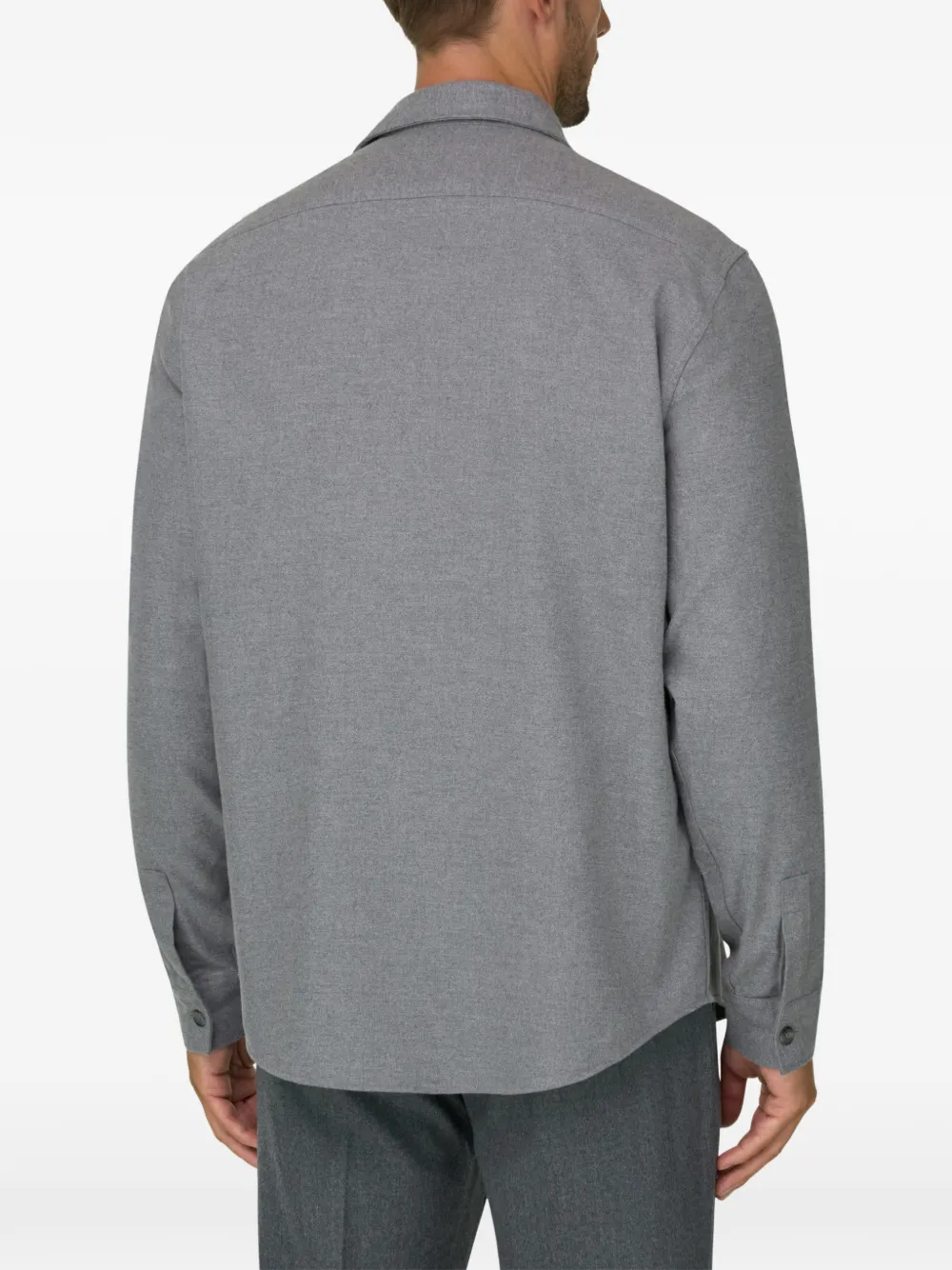 Boggi Milano Shirtjack van katoenen flanel Grijs