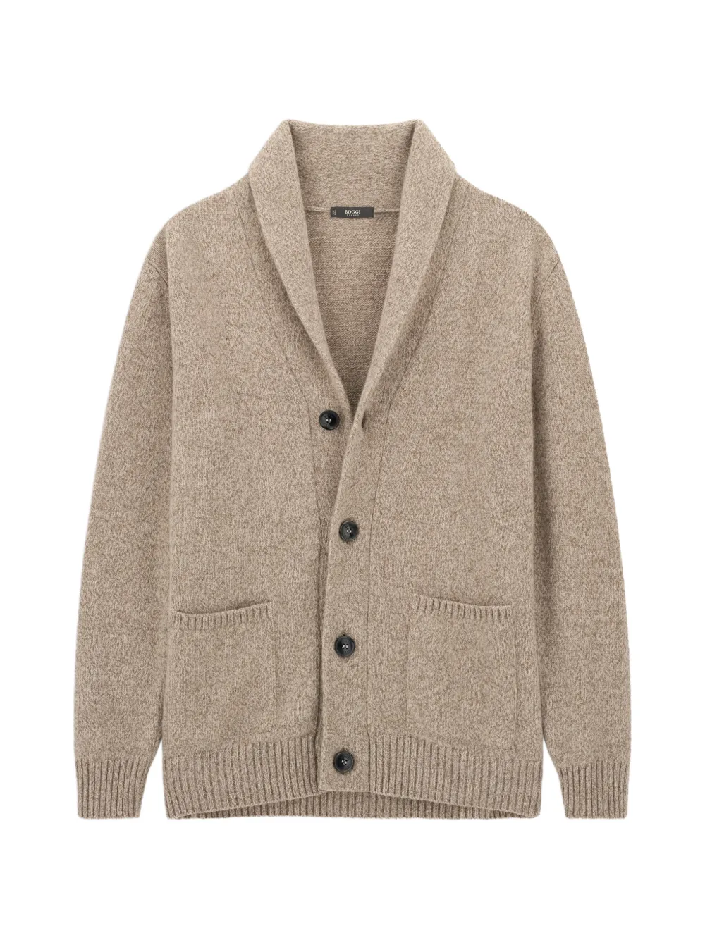 Boggi Milano cardigan in wool with shawl collar mouliné - Neutrals