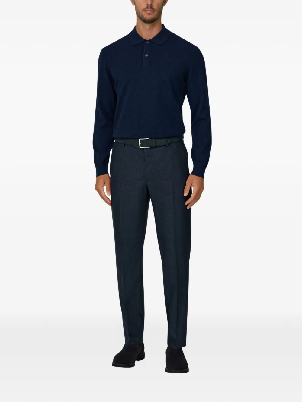 Boggi Milano Gebreid poloshirt van kasjmier-wol Blauw