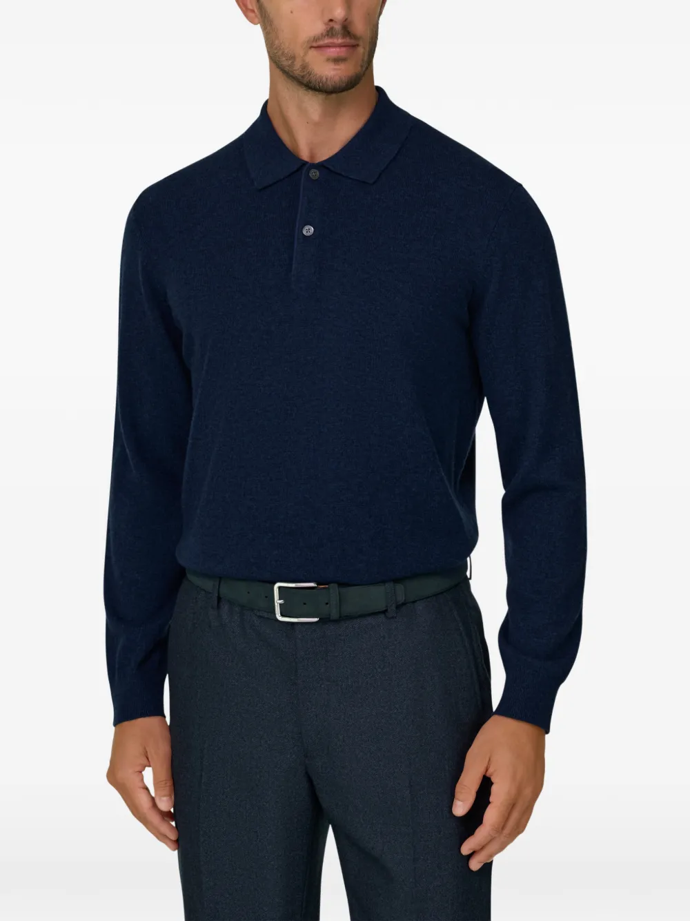 Boggi Milano Gebreid poloshirt van kasjmier-wol Blauw