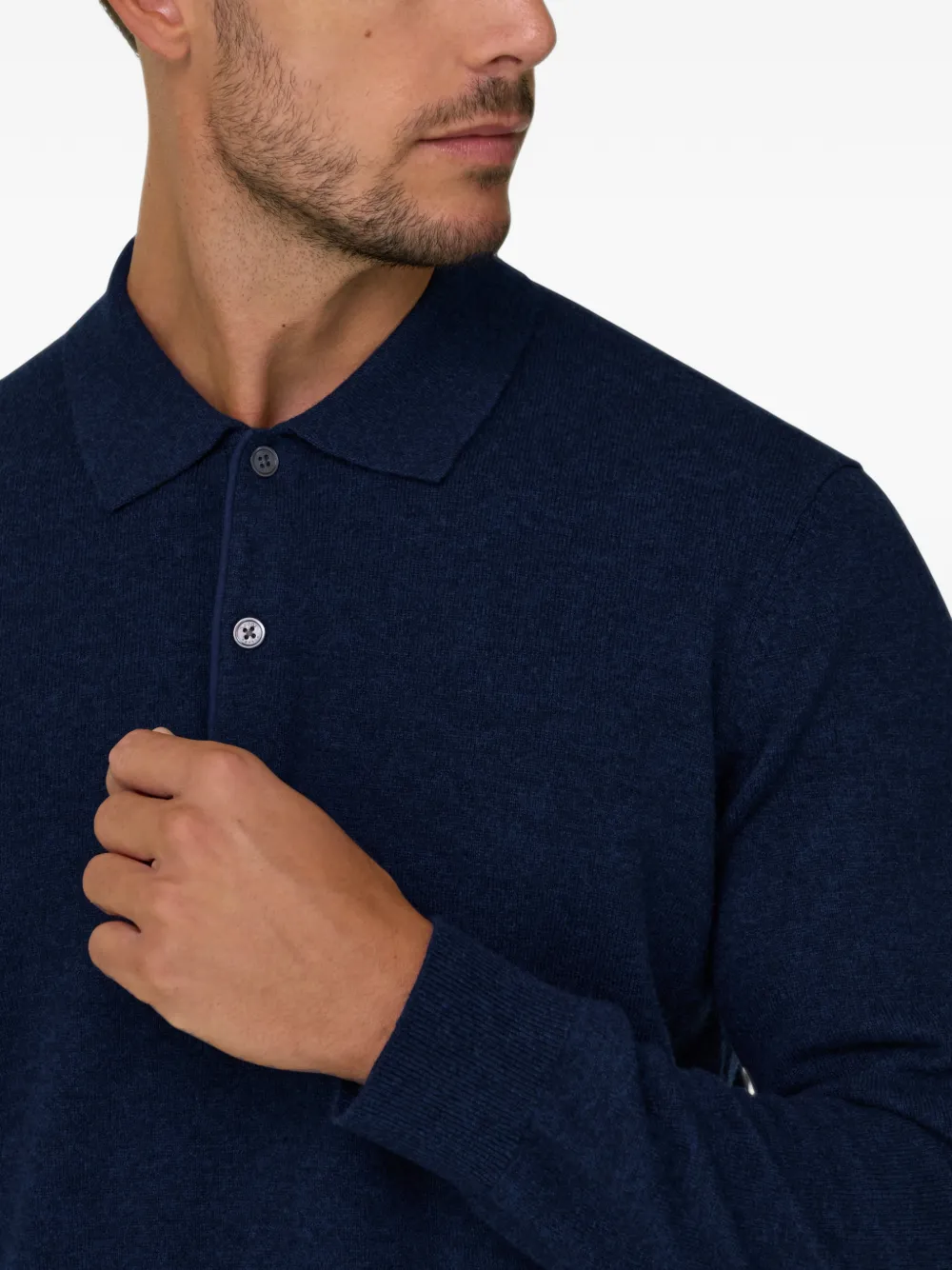 Boggi Milano Gebreid poloshirt van kasjmier-wol Blauw