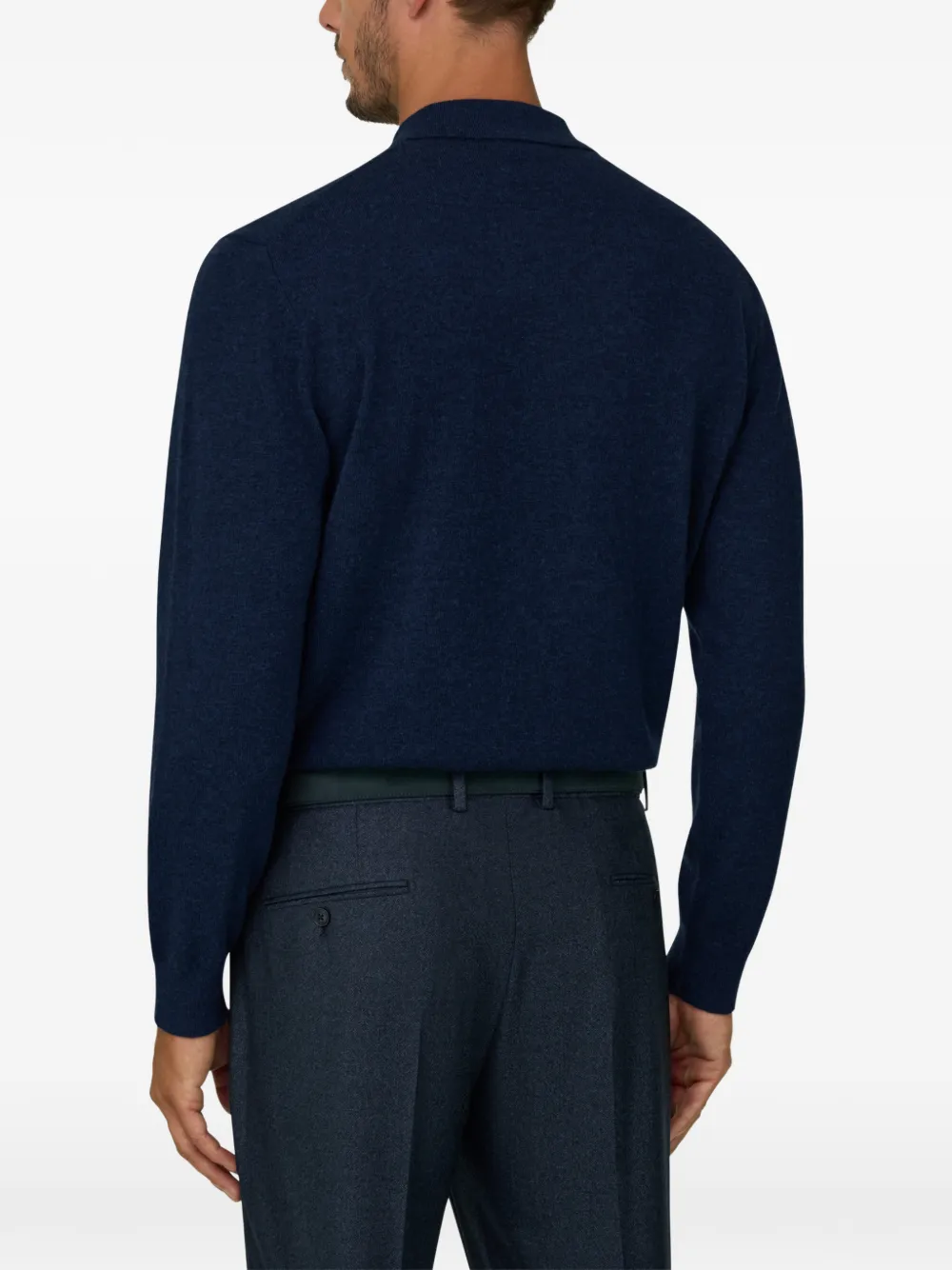 Boggi Milano Gebreid poloshirt van kasjmier-wol Blauw