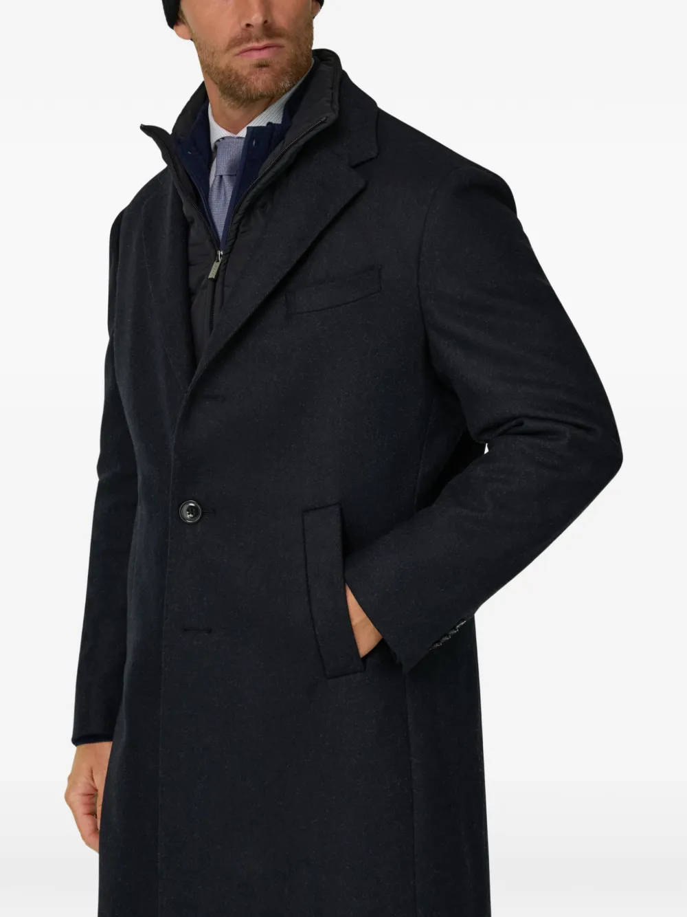 Boggi Milano Wollen jas met borststuk Blauw