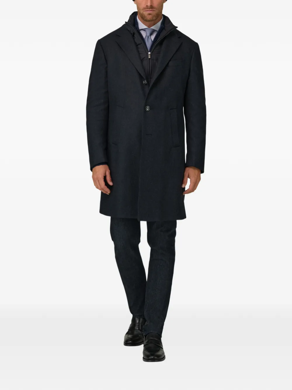 Boggi Milano Wollen jas met borststuk Blauw