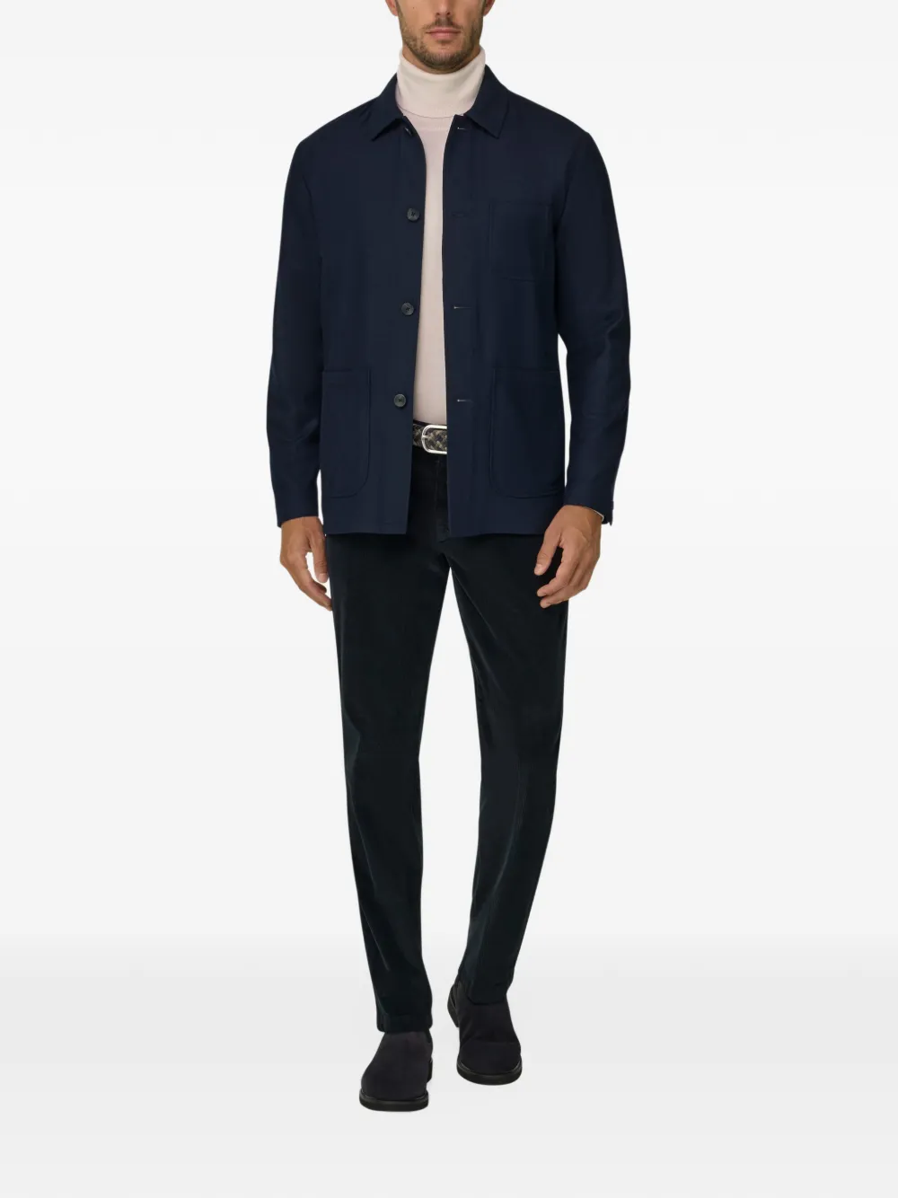 Boggi Milano shacket in diagonal wool Blauw