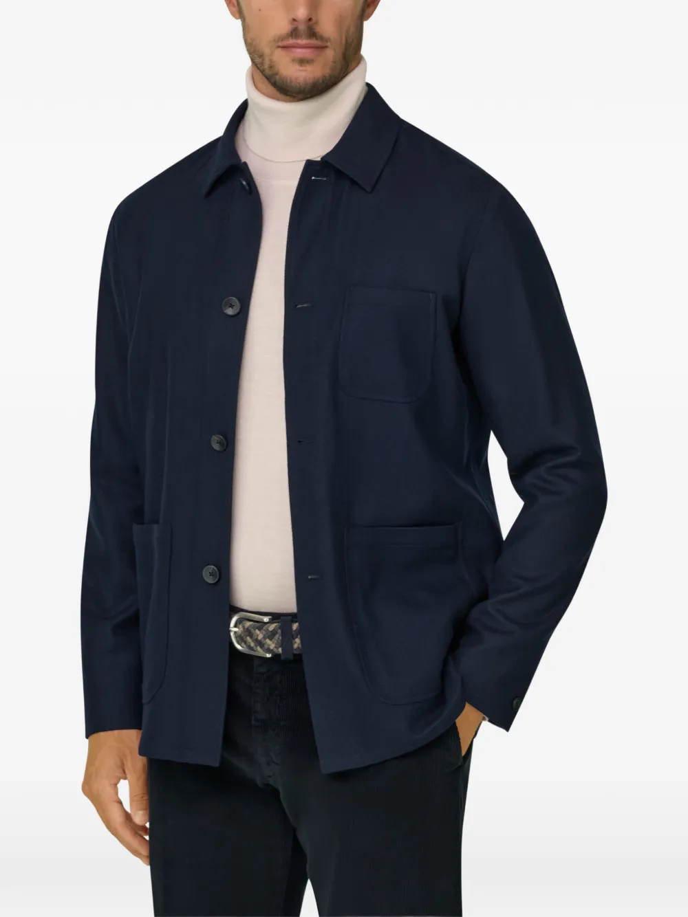 Boggi Milano shacket in diagonal wool Blauw