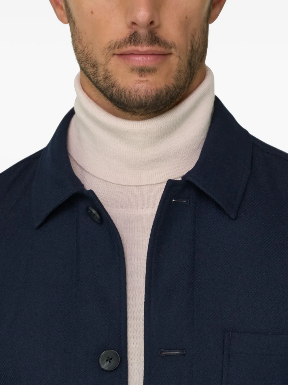 Boggi Milano shacket in diagonal wool Blauw