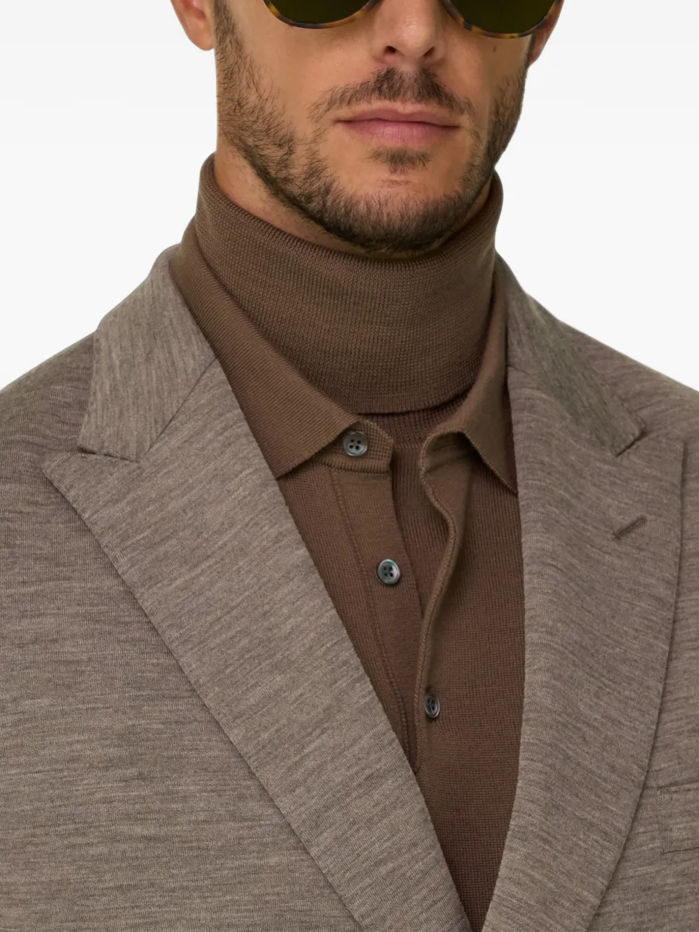 Boggi Milano Brooklyn double-breasted blazer in wool-blend B Jersey Bruin