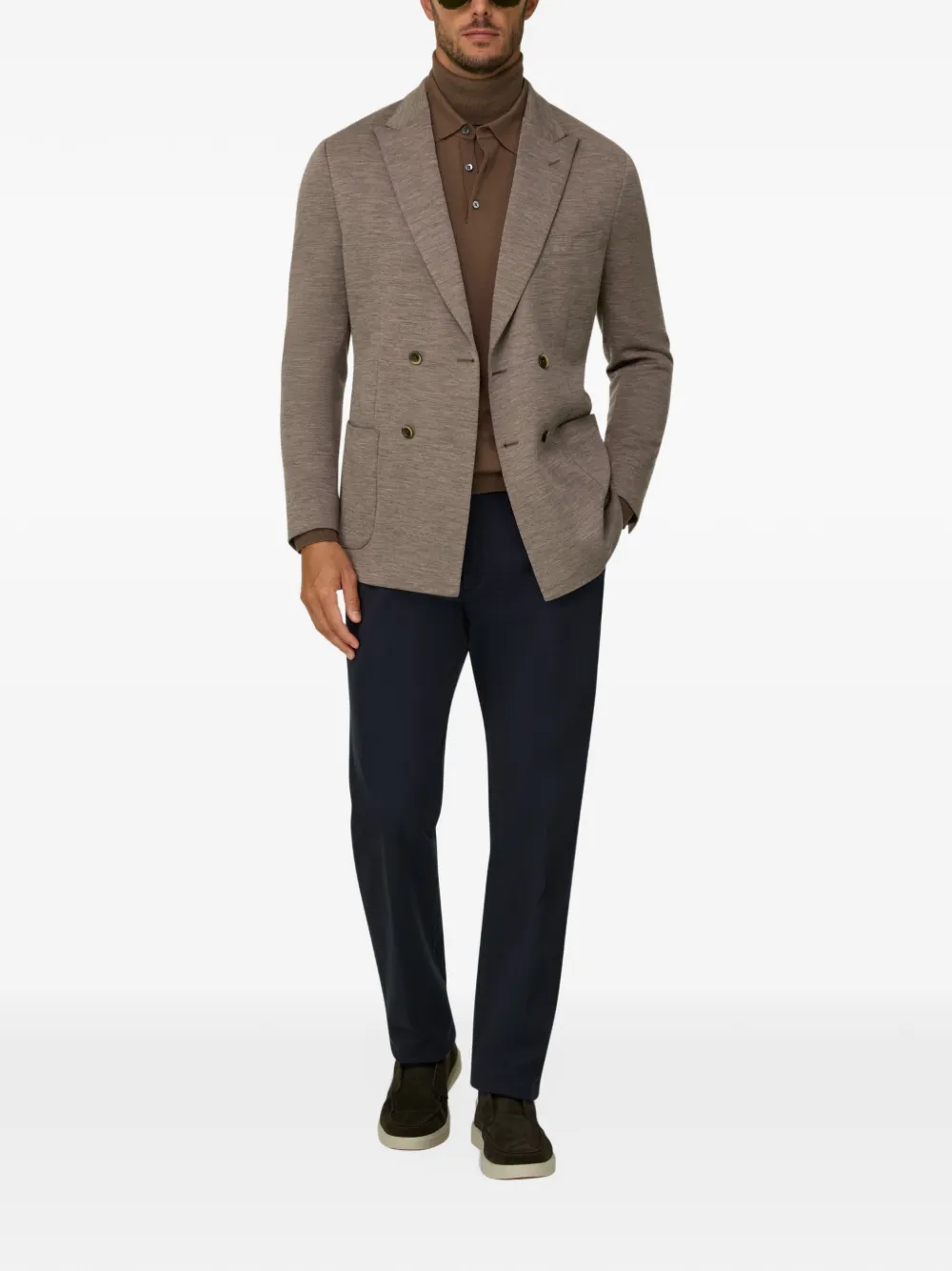 Boggi Milano Brooklyn double-breasted blazer in wool-blend B Jersey Bruin