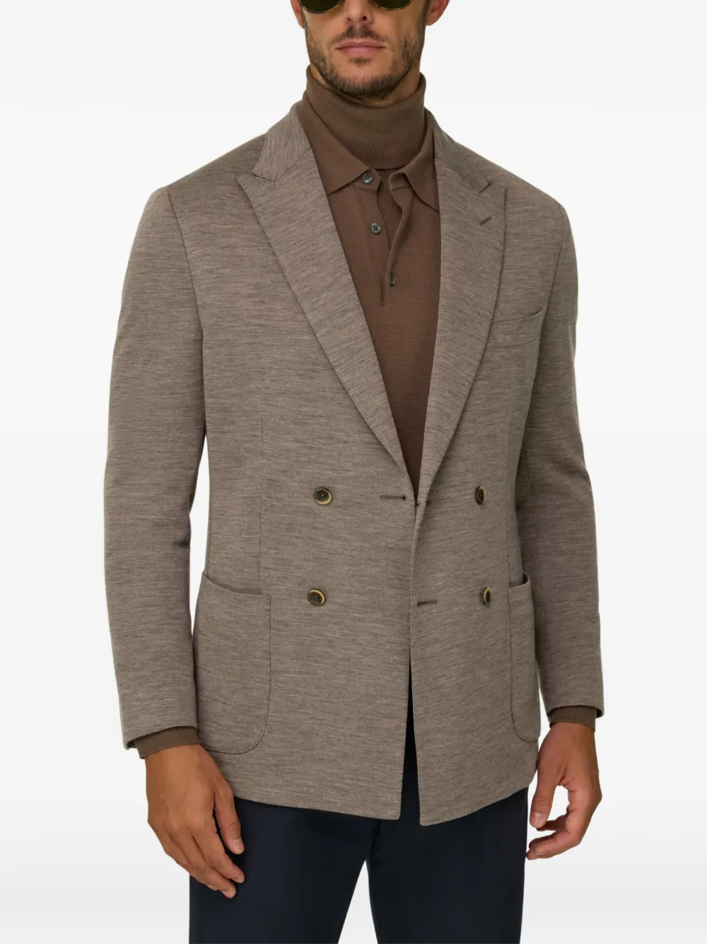 Boggi Milano Brooklyn double-breasted blazer in wool-blend B Jersey Bruin