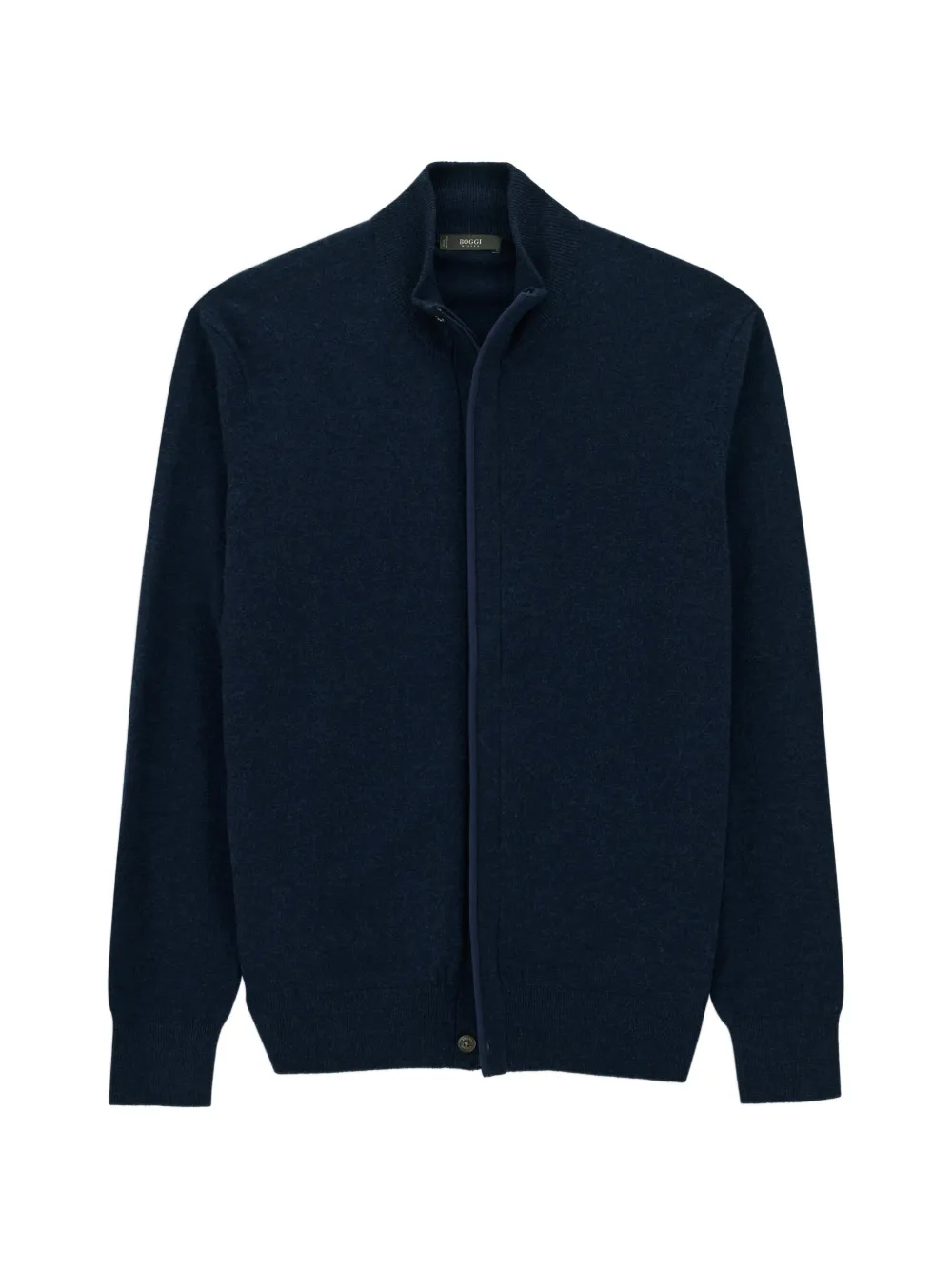 Boggi Milano full-zip turtleneck in melange cashmere-wool - Blue